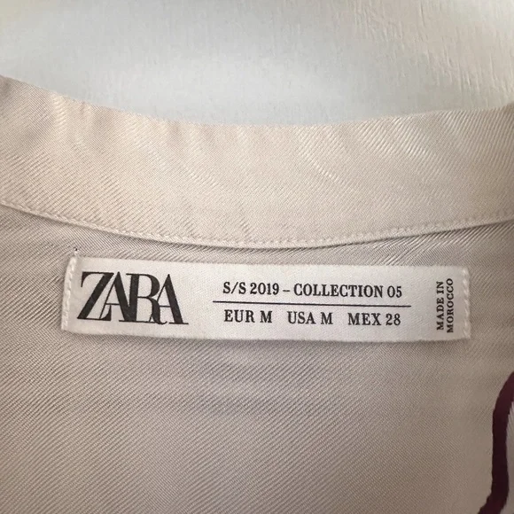 DONATED ❌ZARA White Mandarin Collar Long Sleeve Shirt Size M - Picture 3 of 7